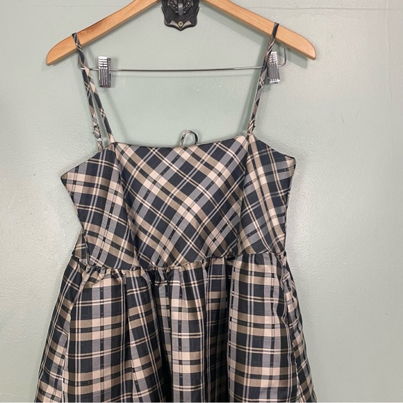 Sister Jane Cosmic Check Plaid Midi Dress Black & Beige Medium - Picture 3 of 7